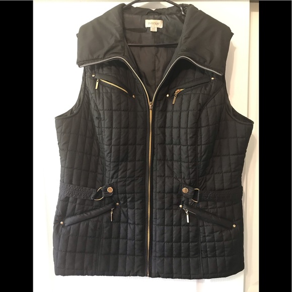 Avenue Jackets & Blazers - Avenue Black thermal jacket vest gold zipper pots